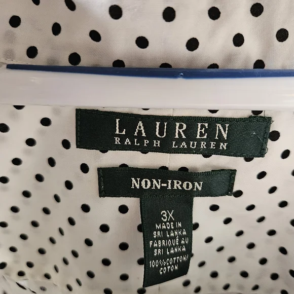 Lauren Ralph Lauren White Shirt with Black Polka Dots - Picture 2 of 2